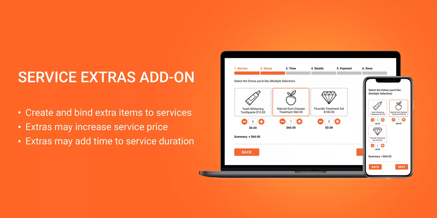 Bookly Service Extras add-on NEW: Bookly Service Extras Add-On
