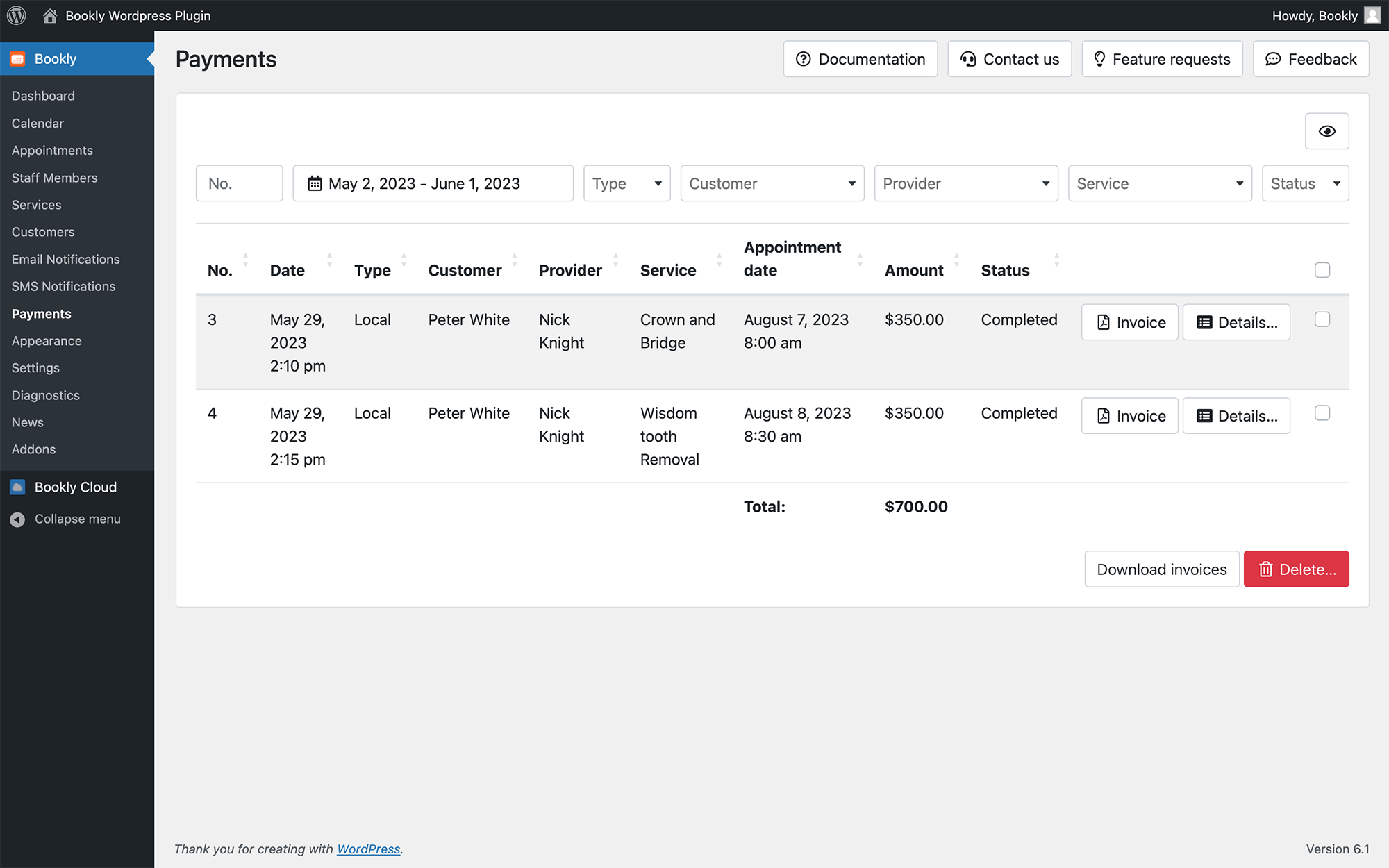 Automatic invoicing in Bookly Automatic invoicing in Bookly