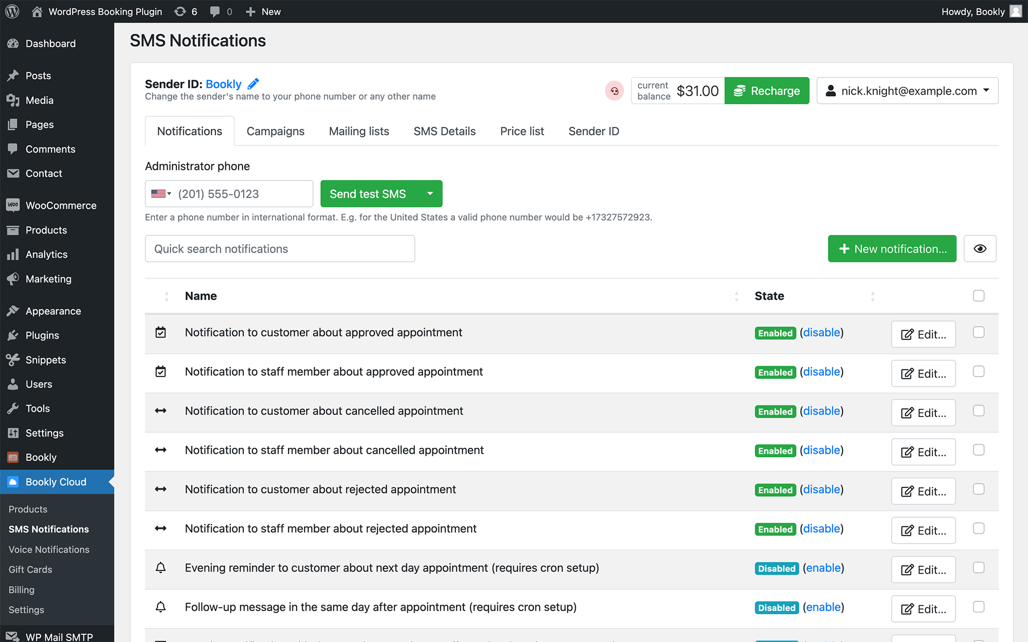 Customizable Email and SMS notifications in Bookly Customizable Email and SMS notifications in Bookly
