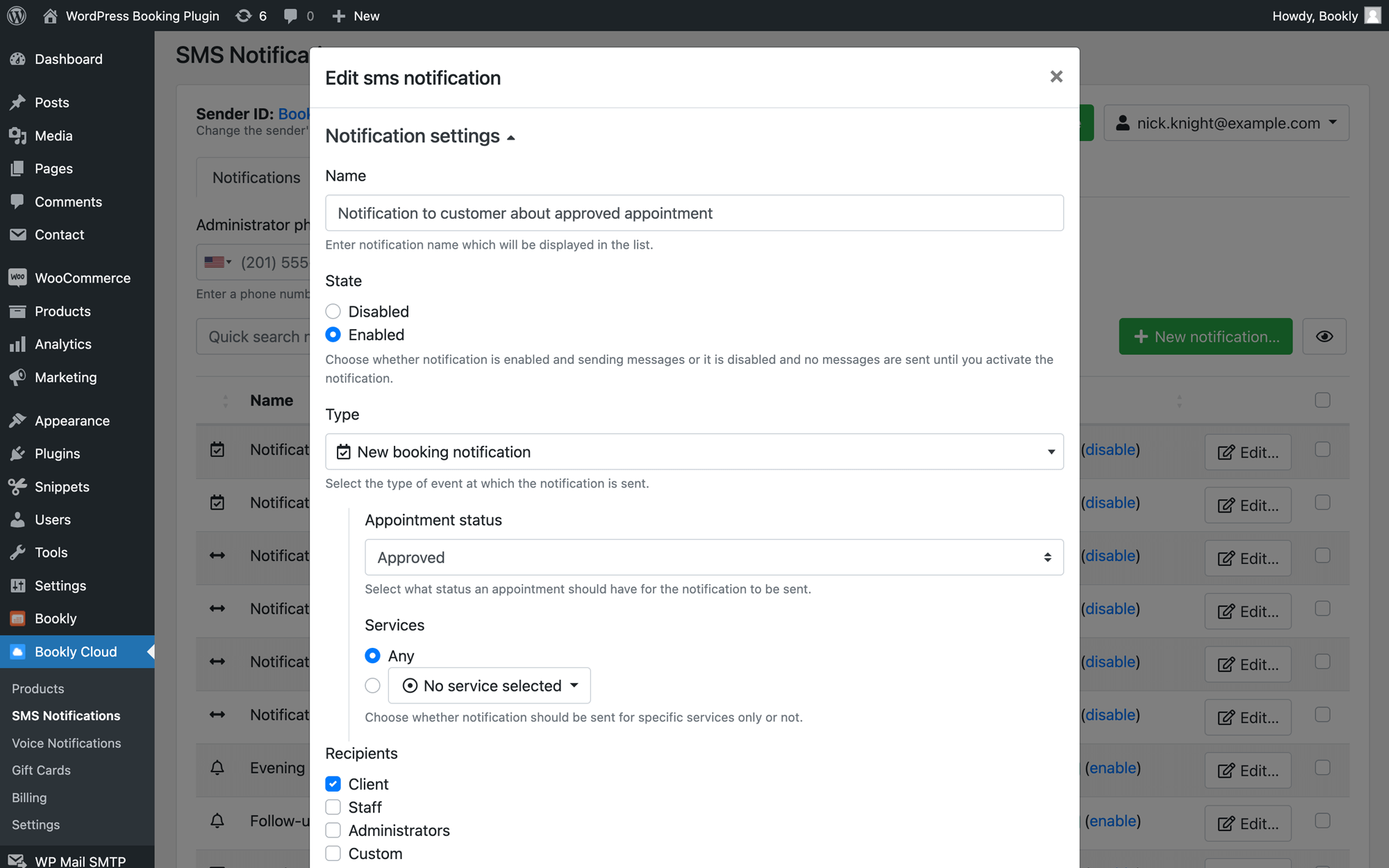 Customizable Email and SMS notifications in Bookly Customizable Email and SMS notifications in Bookly