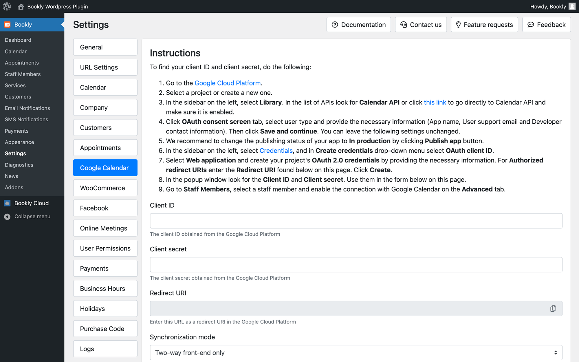 Google Calendar integration in Bookly Google Calendar integration in Bookly