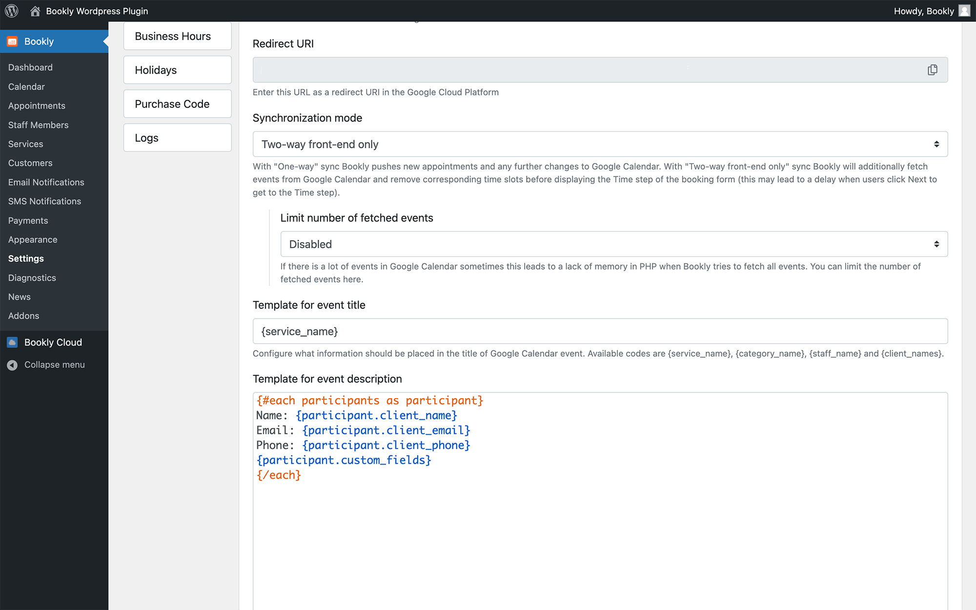 Google Calendar integration in Bookly Google Calendar integration in Bookly