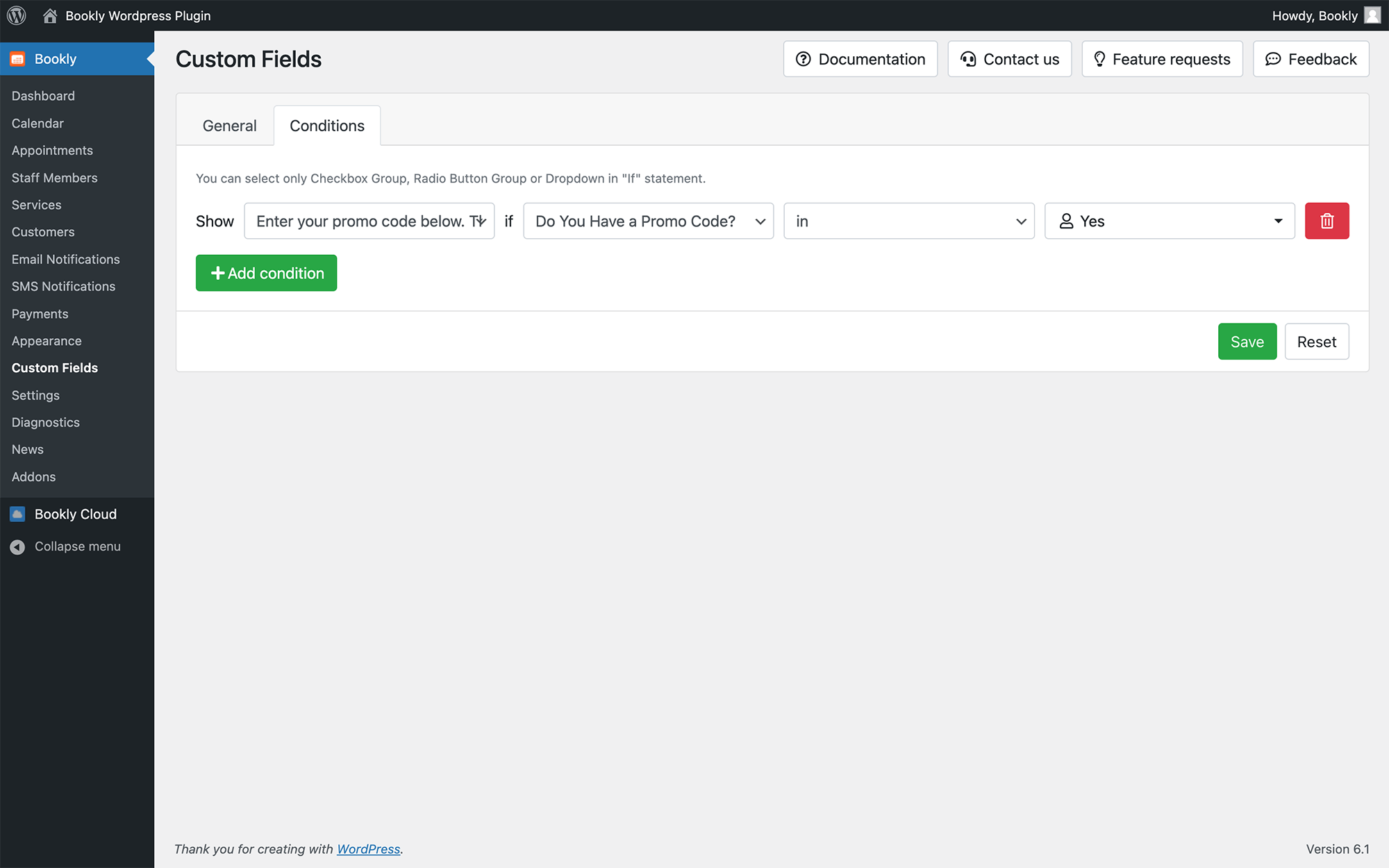 Various types of custom fields in your Bookly booking form Various types of custom fields in your Bookly booking form