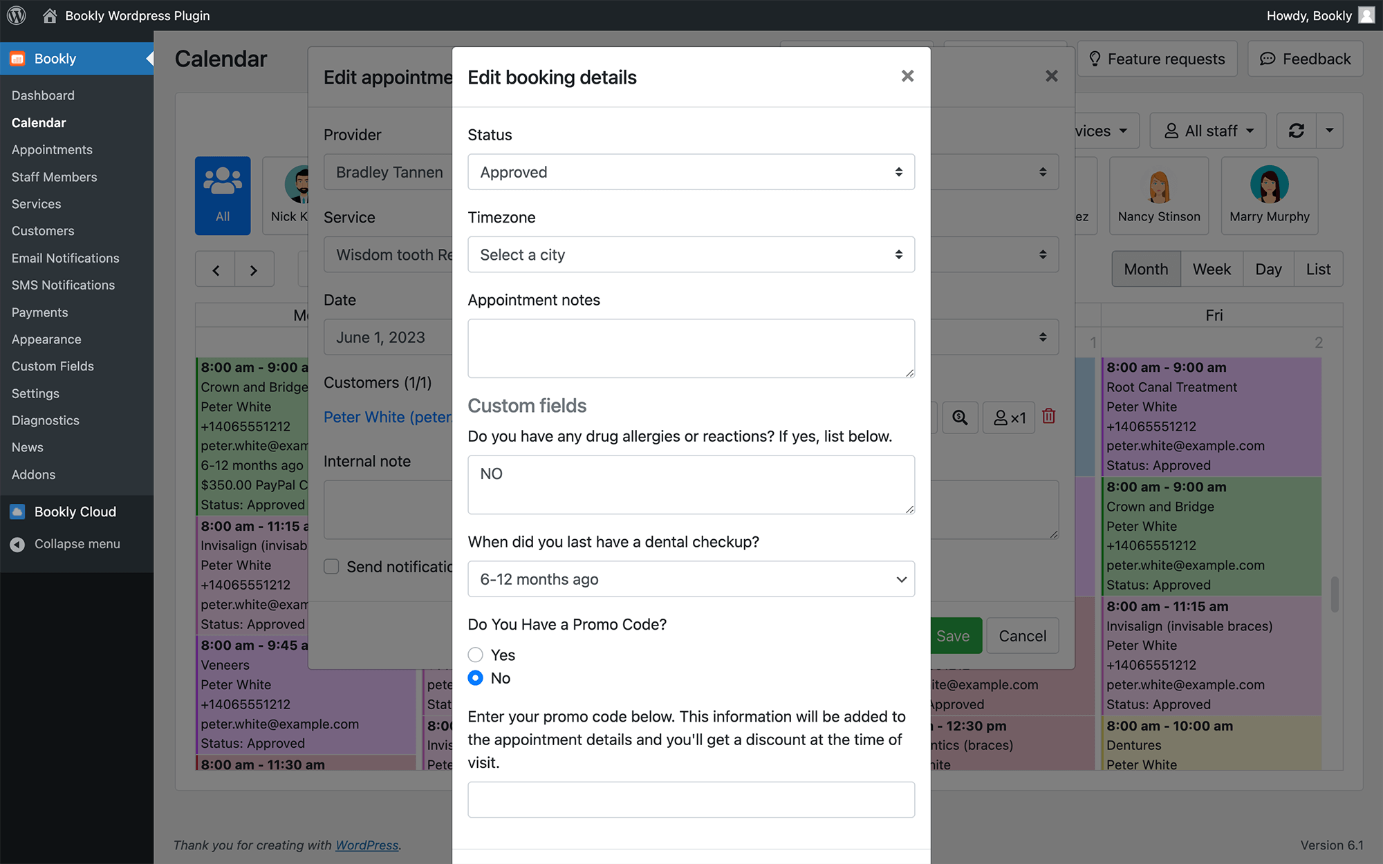 Various types of custom fields in your Bookly booking form Various types of custom fields in your Bookly booking form