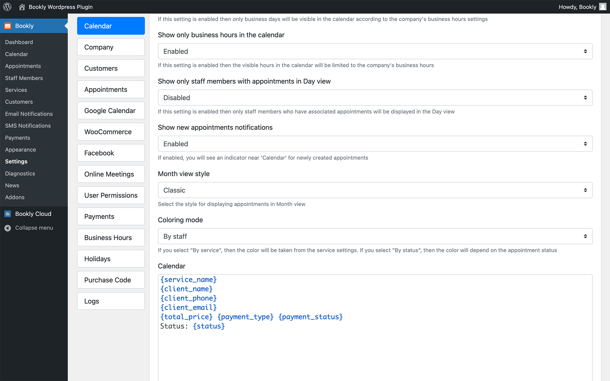 View calendar in daily/weekly/monthly modes in Bookly View calendar in daily/weekly/monthly modes in Bookly