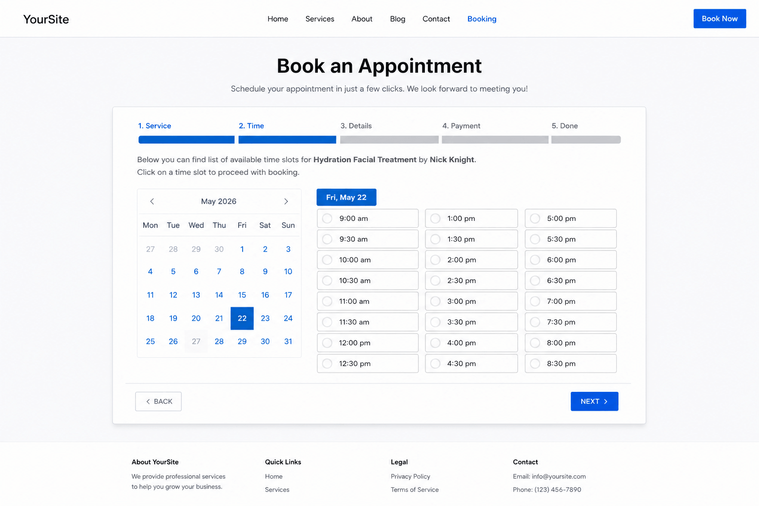 WordPress booking page — Bookly frontend on your own domain