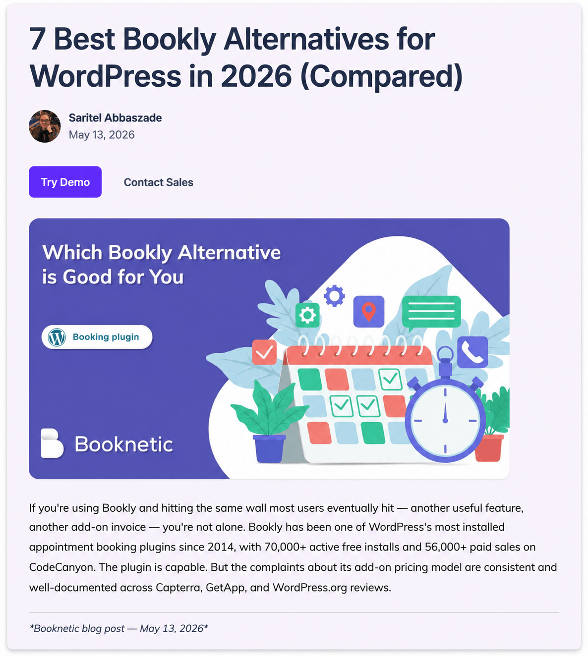 Booknetic blog post