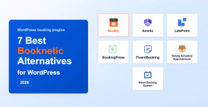 7 Best Booknetic alternatives for WordPress comparison hero — booking plugins 2026