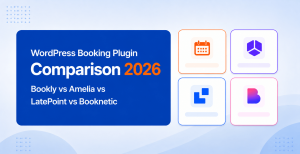 WordPress booking plugin comparison 2026 — Bookly vs Amelia vs LatePoint vs Booknetic